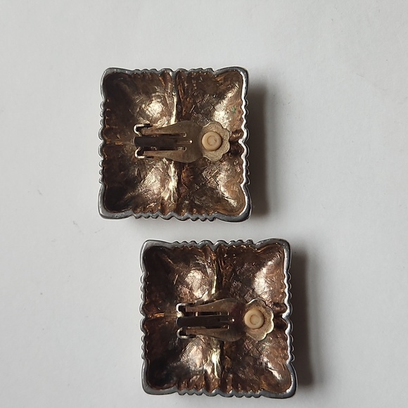 Vintage Cathedrial Square Box Earrings - Picture 2 of 2